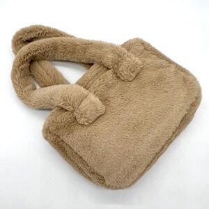 Lolita Jade Women's Tan Faux Fur Fuzzy Book Bag Handbag New